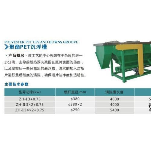 安徽河南甘肅浙江江蘇聚酯PET漂谷機(jī)、沉浮槽、清洗槽振航塑料機(jī)械