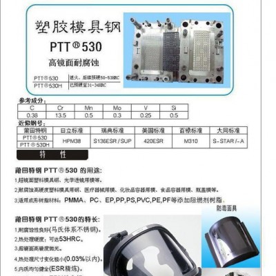 超鏡面、高硬度、高耐腐蝕《PTT品牌近似鋼號(hào)STAVAX ESR》模具鋼